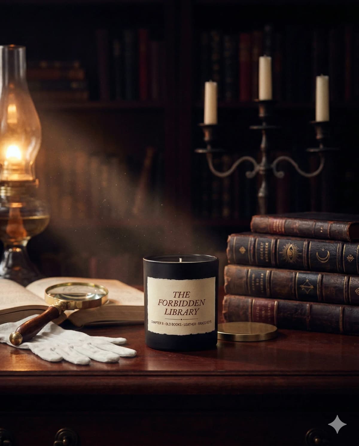 The Forbidden Library — Chapter II · old books, leather, brass keys